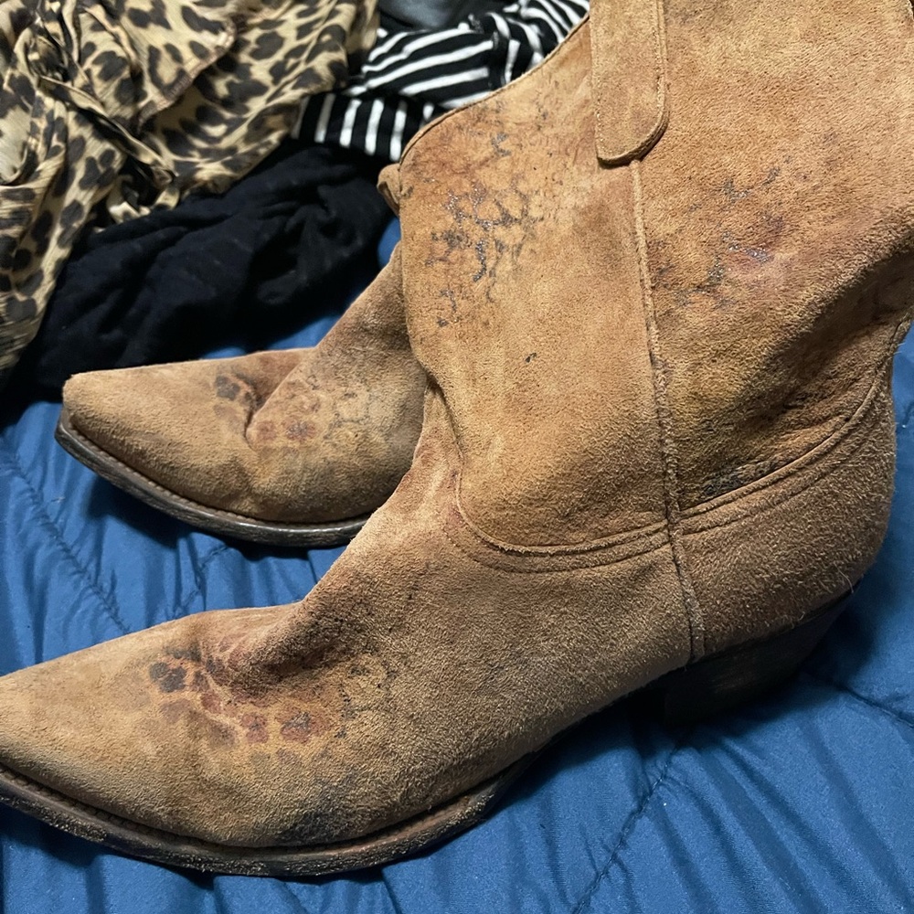 Old Gringo Leopardito Tan Suede Cowgirl Boots